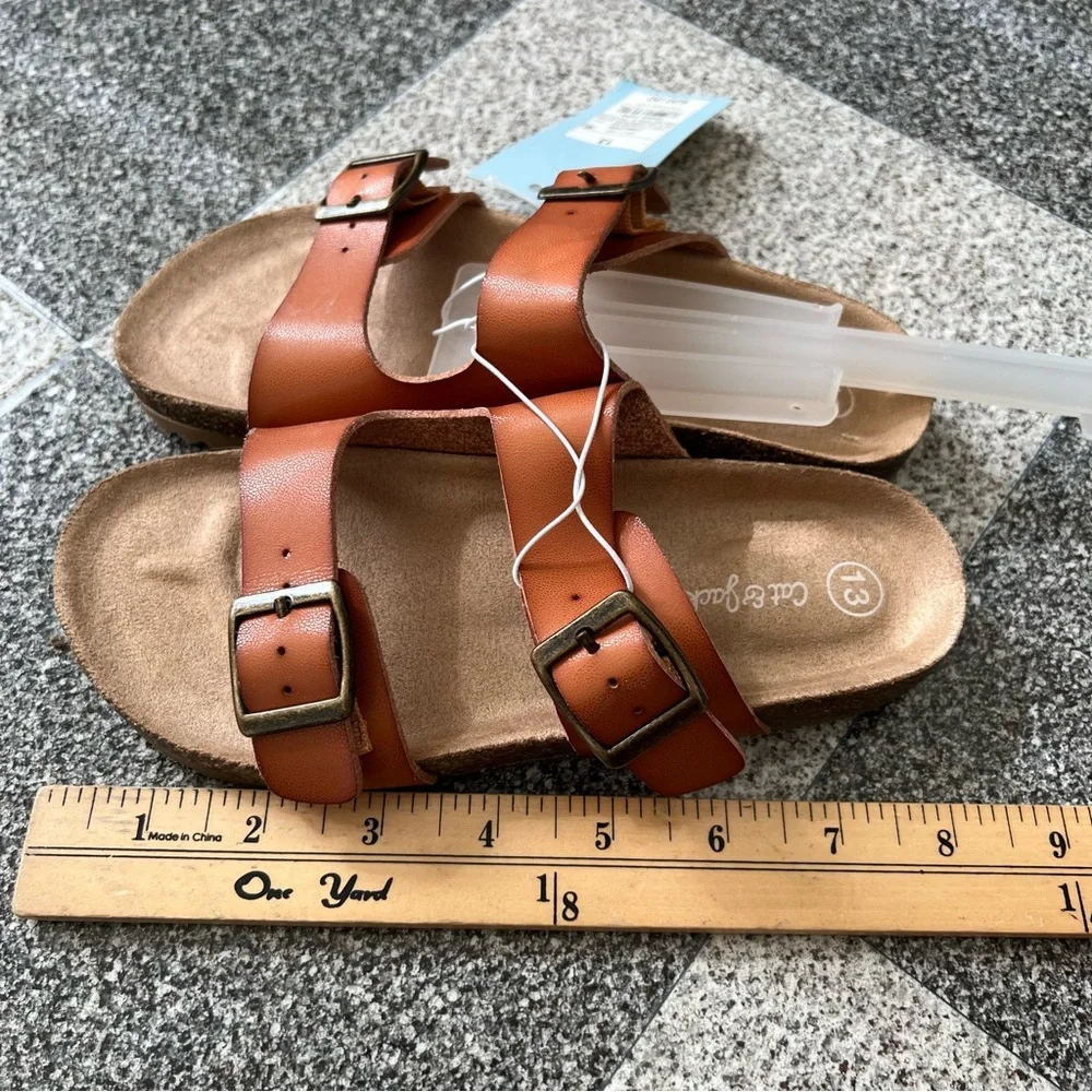 Cat & Jack Brown Double-Buckle Kids Sandals
